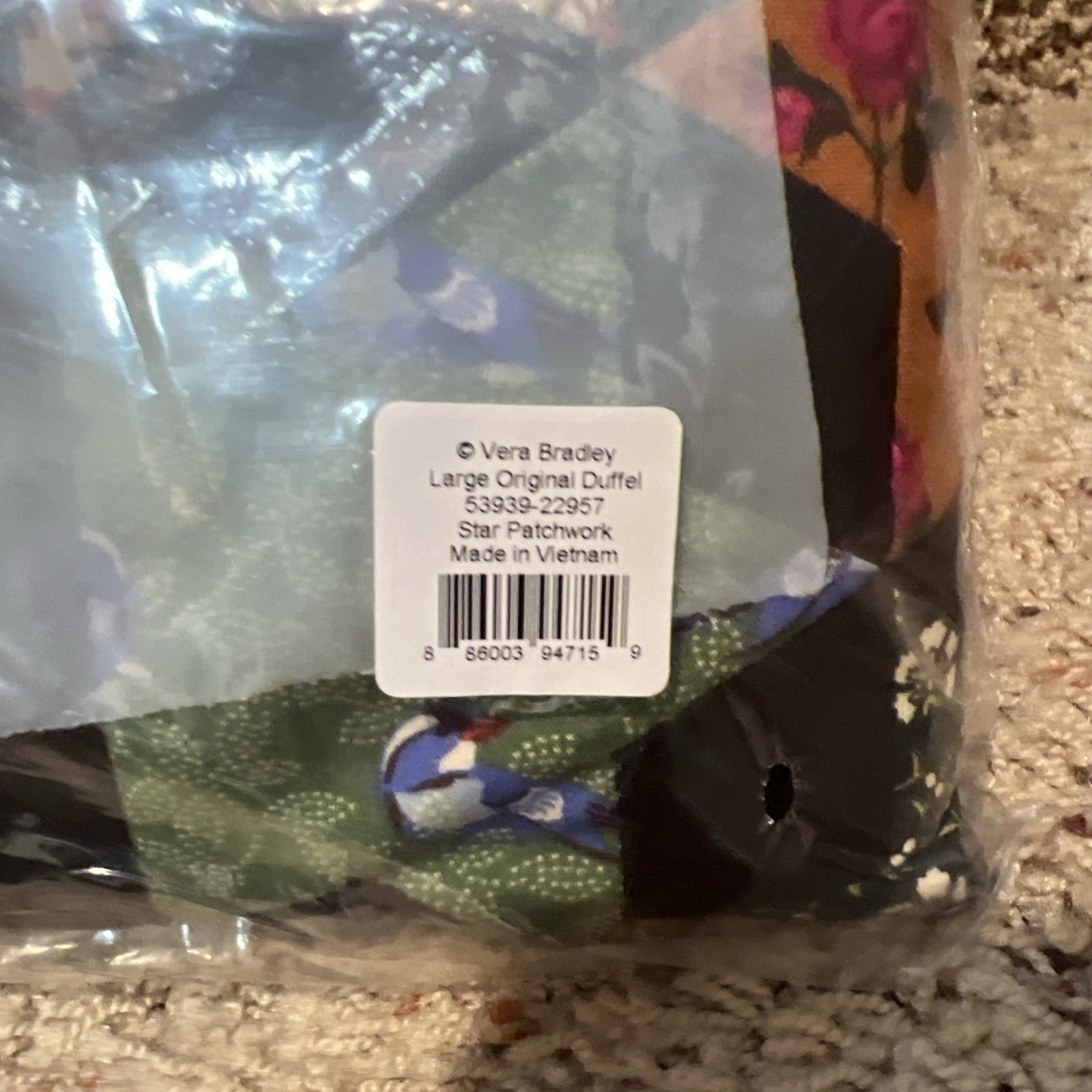 Vera Bradley Star Patchwork Large Duffel Bag Premium Cotton New with tags!