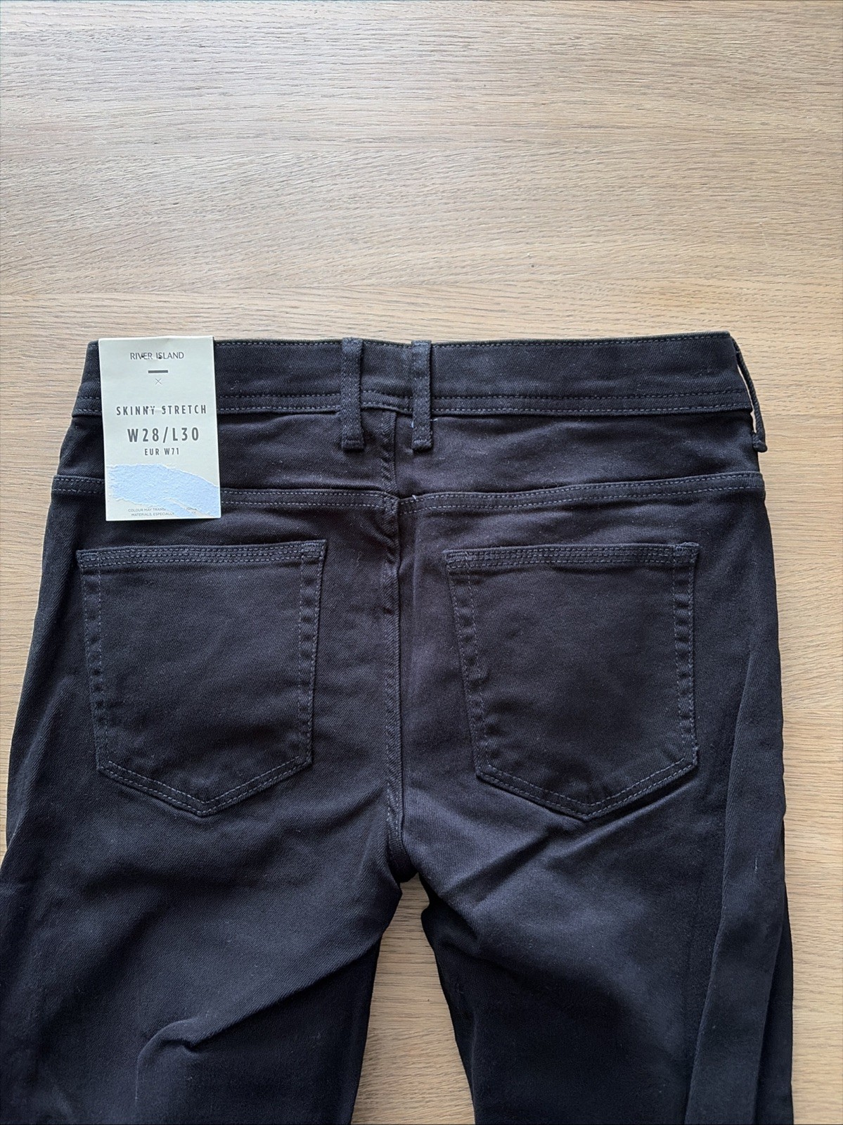 River Island Men’s Skinny Stretch Jeans, Black, Size W28 L30.