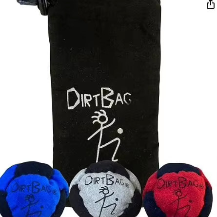 Dirtbag Classic Footbag Hacky Sack 3-Pack with Carry Pouch,Sand-Filled 8-Panel S