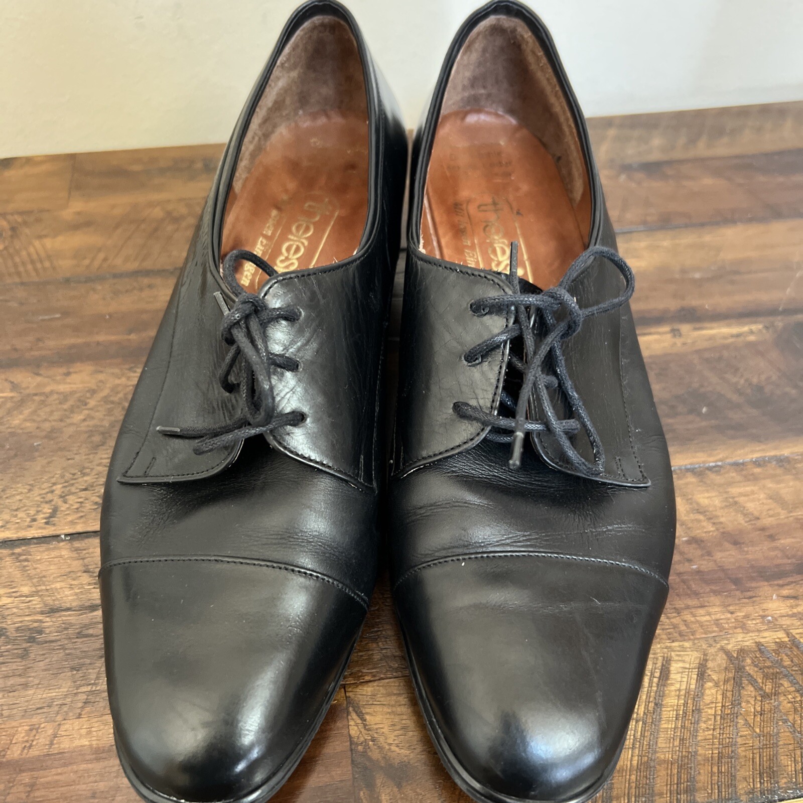 Theresia Made In Germany Jasmin Black Soft Leather Tie Block Heel Shoes