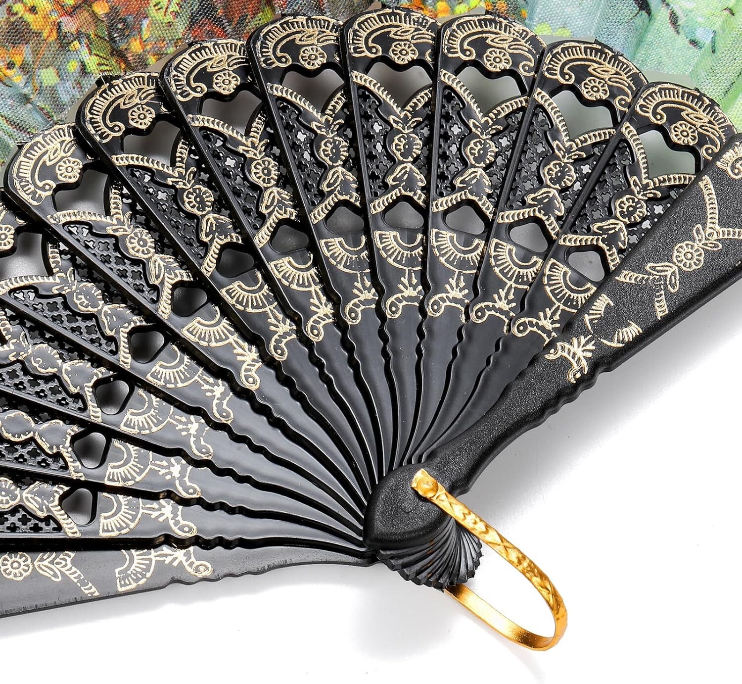 10 Pcs Peacock Folding Hand Held Fans Bulk for Women Spanish Chinese Japanese