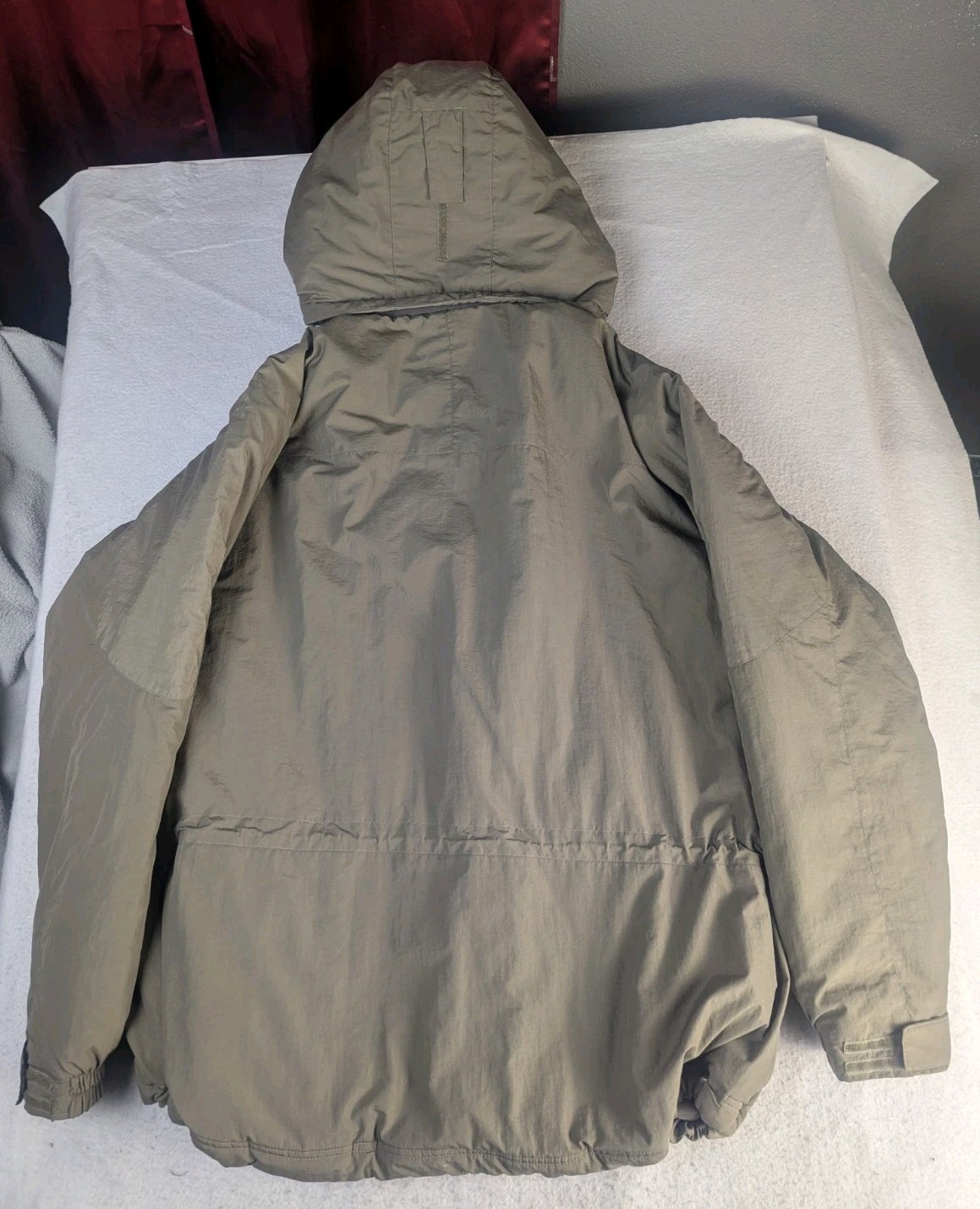 LL Bean Mens XL Primaloft Ski Jacket Hooded Insulated Coat Olive Green Pockets