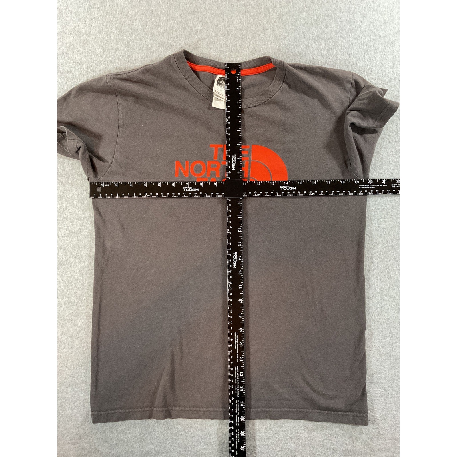The North Face Mens Graphic Tee Charcoal Grey Orange Logo T-Shirt Small #853