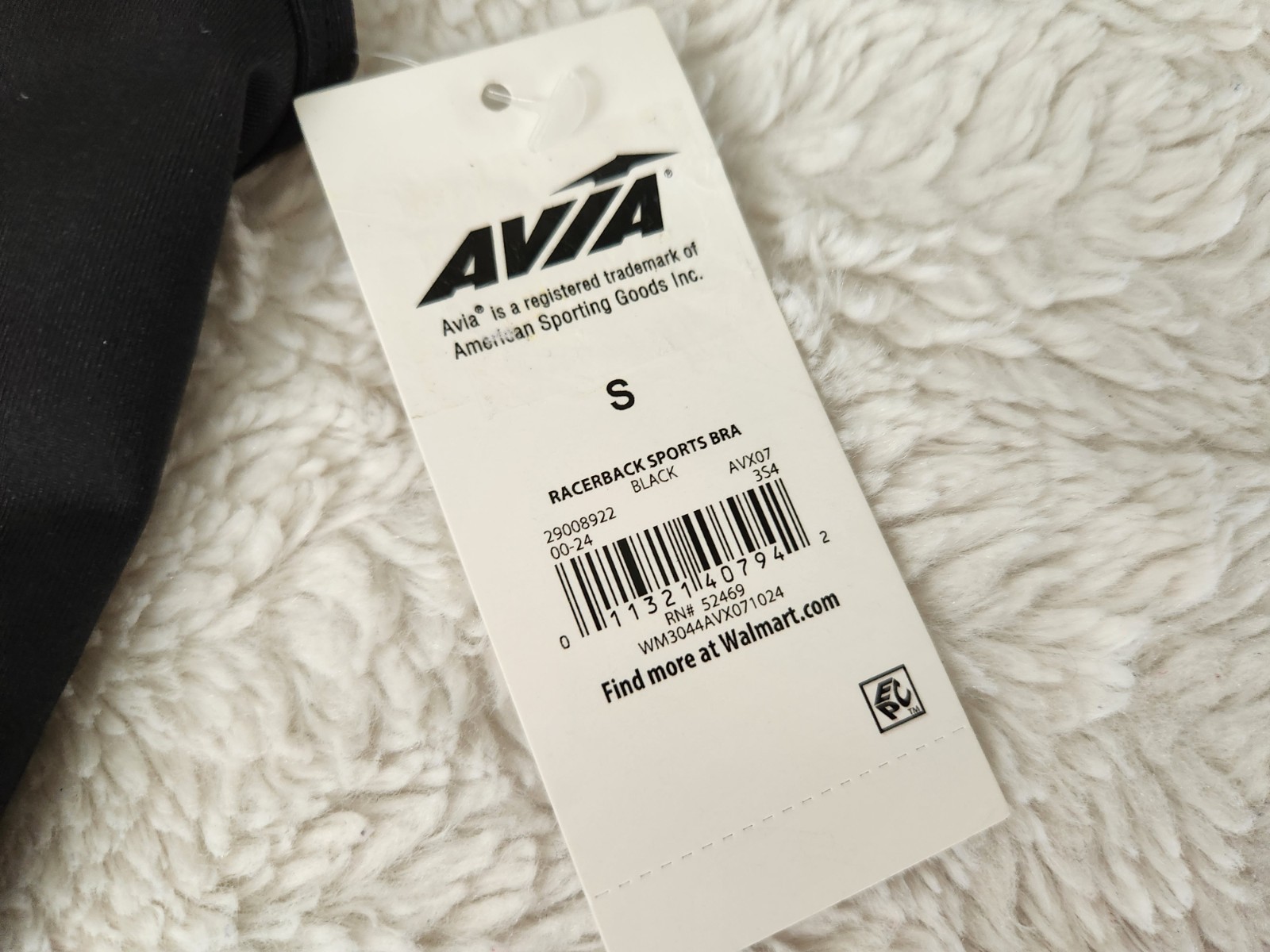 Avia Racerback Sports Bra Womens Size S Small Black Padded Athletic Gym NWT