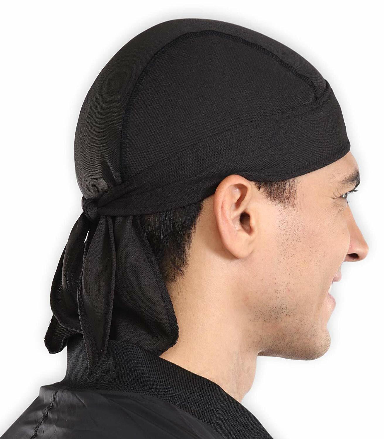 2 Pack Motorcycle Wrap Du Do Black Bandana Paisley Doo Rag Head Skull Cap Durag