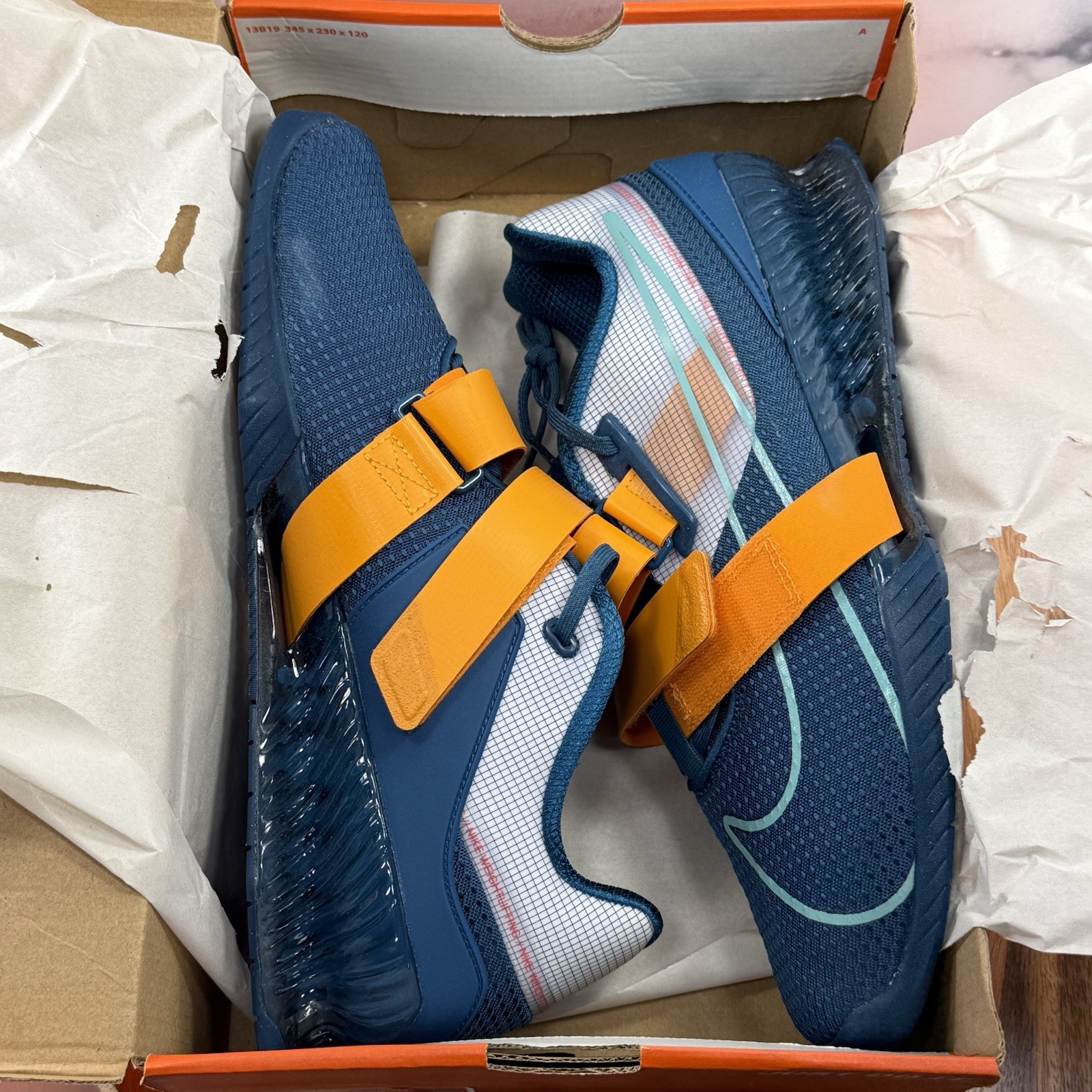 Men’s size 13-Nike Romaleos 4 Weightlifting Shoes Marina Kumquat nby CD3463-493