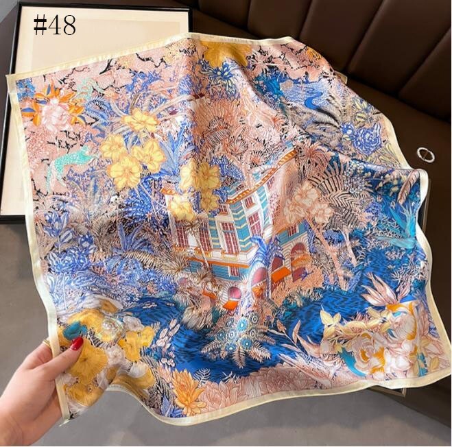 100% Mulberry Silk 27″ Square Scarf Women Neckerchief Wrap Floral Yellow Flower