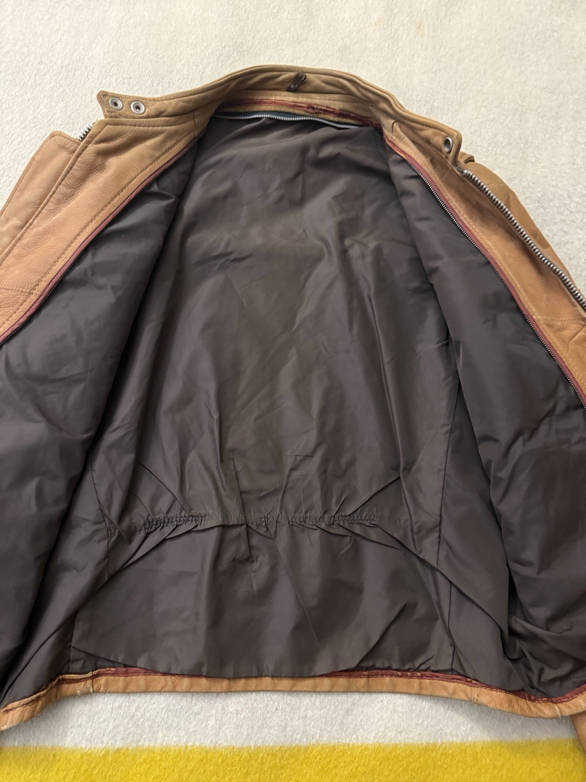 Vintage 50s 60s Lesco Leathers? Tan Beige Cafe Racer Jacket 42 Small Medium