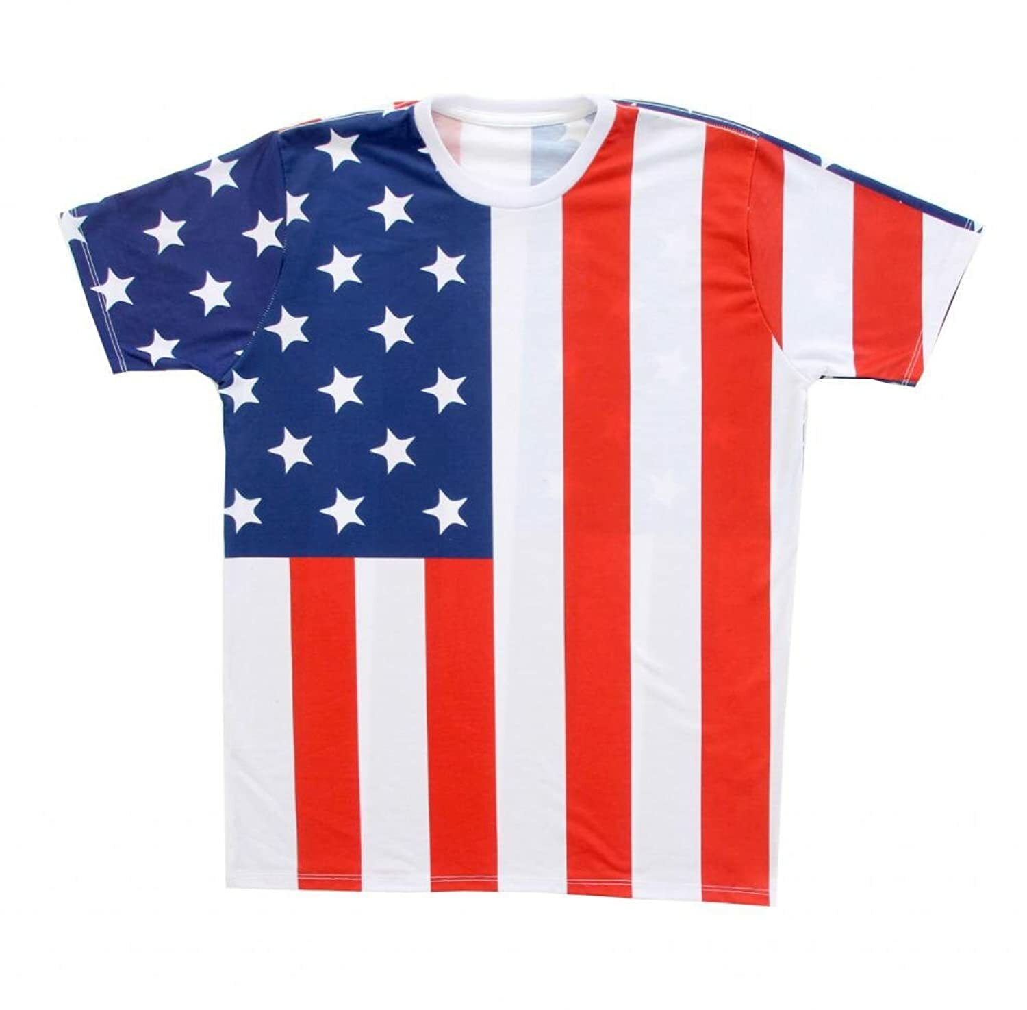Adult White United States Patriot USA American Flag Sublimation T-Shirt Tee
