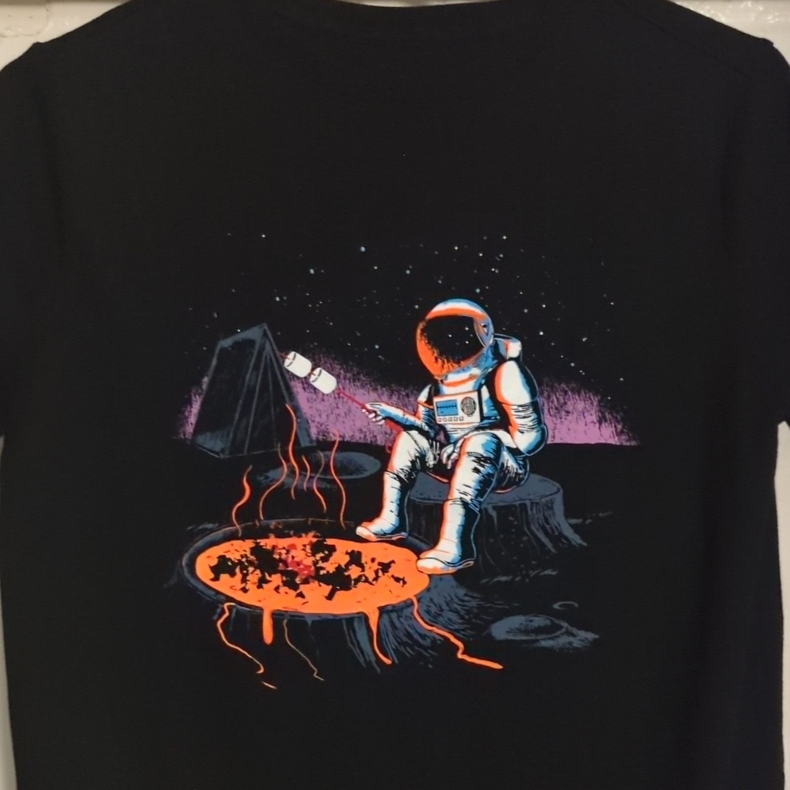 Cat & Jack Boys XL (14) Black Astronaut Space Camping Graphic T-Shirt SS Crew