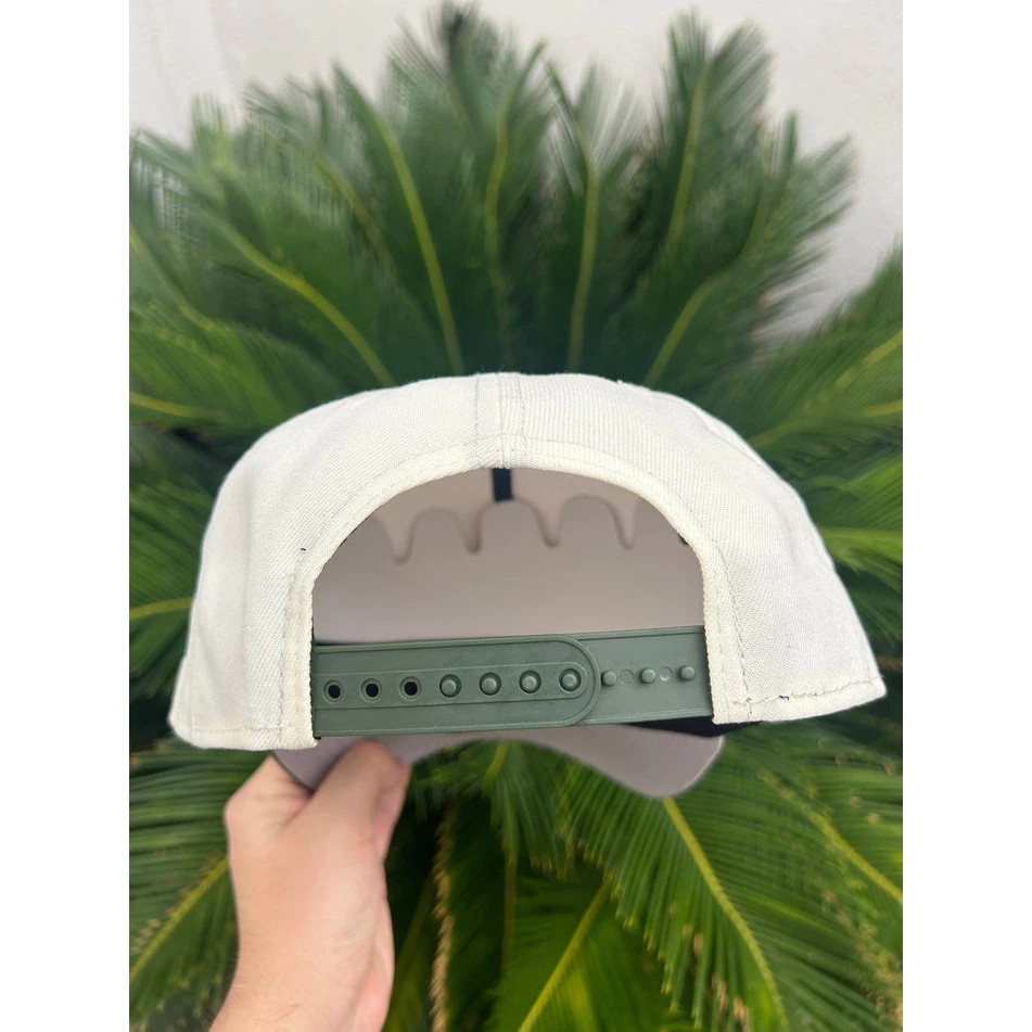 LA Dodgers Japanese Katakana Hat Cream Olive Green Two Tone Baseball Cap