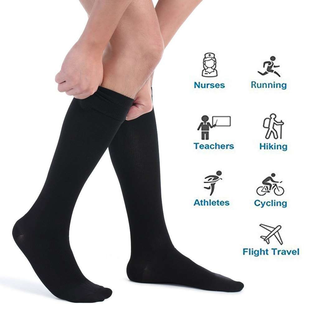 S M L XL 2XL 3XL 4XL Wide Calf Plus Size Compression Socks Women Men 20-30mmHg