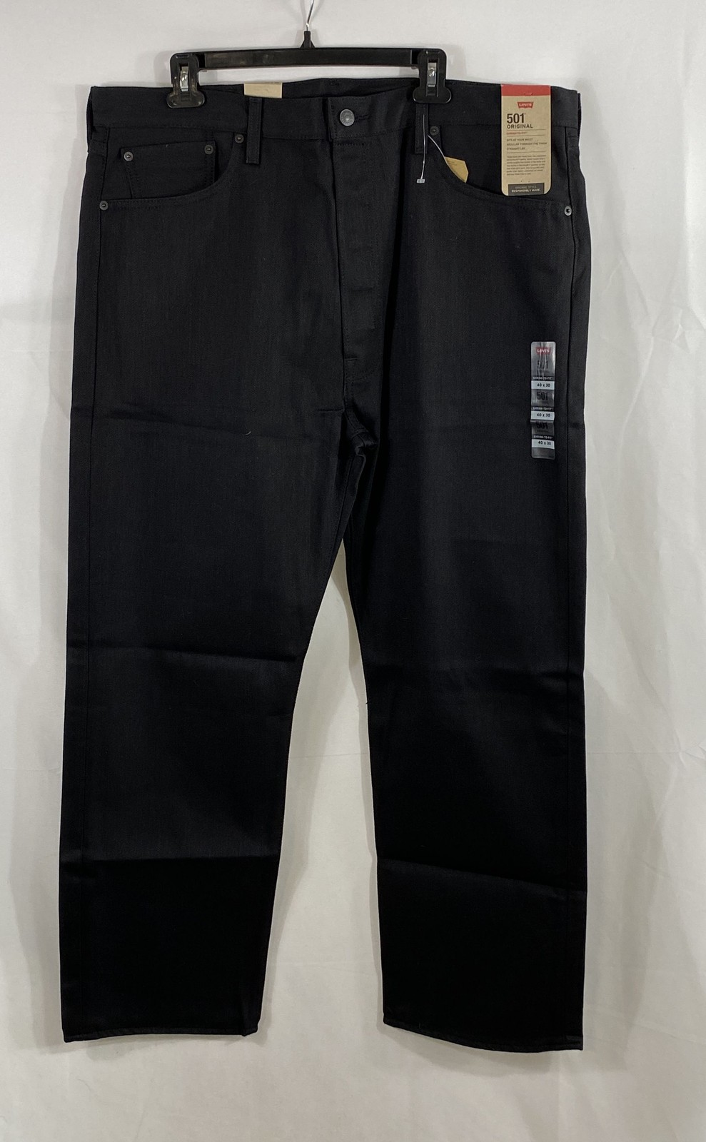 Levi’s Men’s Black 501 Original Shrink-To-Fit Straight Leg Jeans NWT Sz 40×30