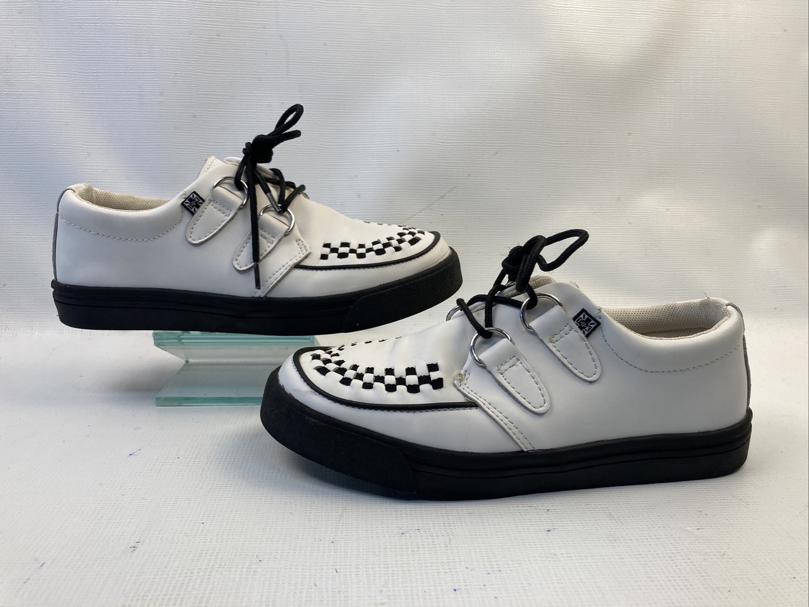 White W/ Black Leather Creepers US Men 4 Women-6 M T.U.K. EUC A6063/FM2047