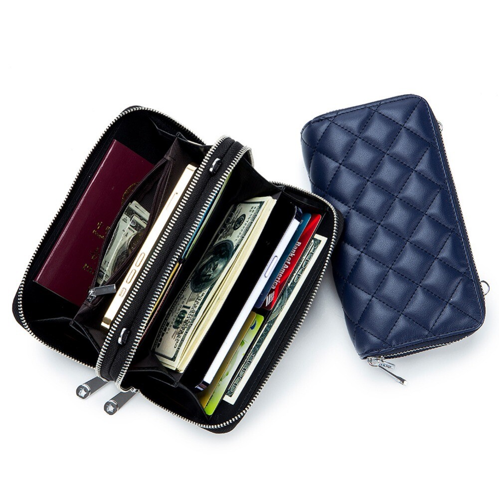 Women Cell Phone Purse Large Leather Wallet Zip Handbag Crossbody Shoulder Bag
