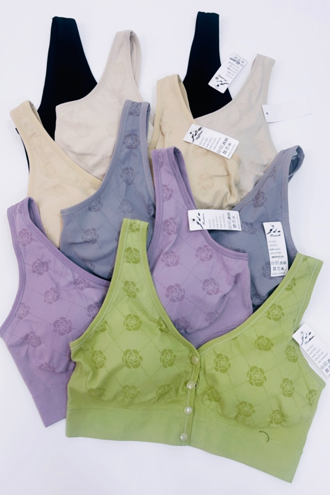 6Pk Sport Bras Seamless Wire Free open front Support Tank Sports Yoga Sleep Bra