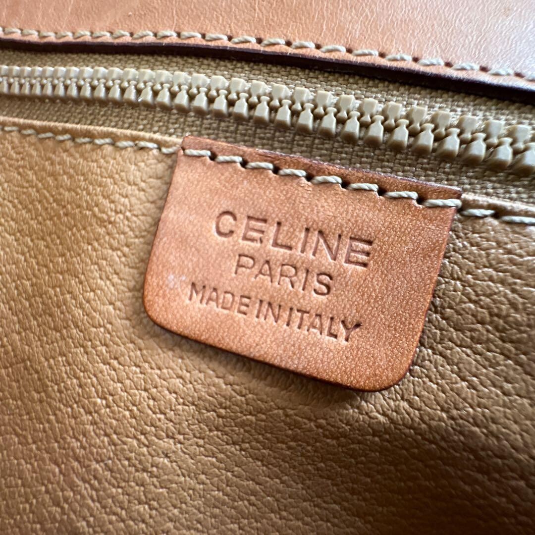 CELINE Clutch Bag Macadam PVC Leather Brown Vintage Authentic From Japan