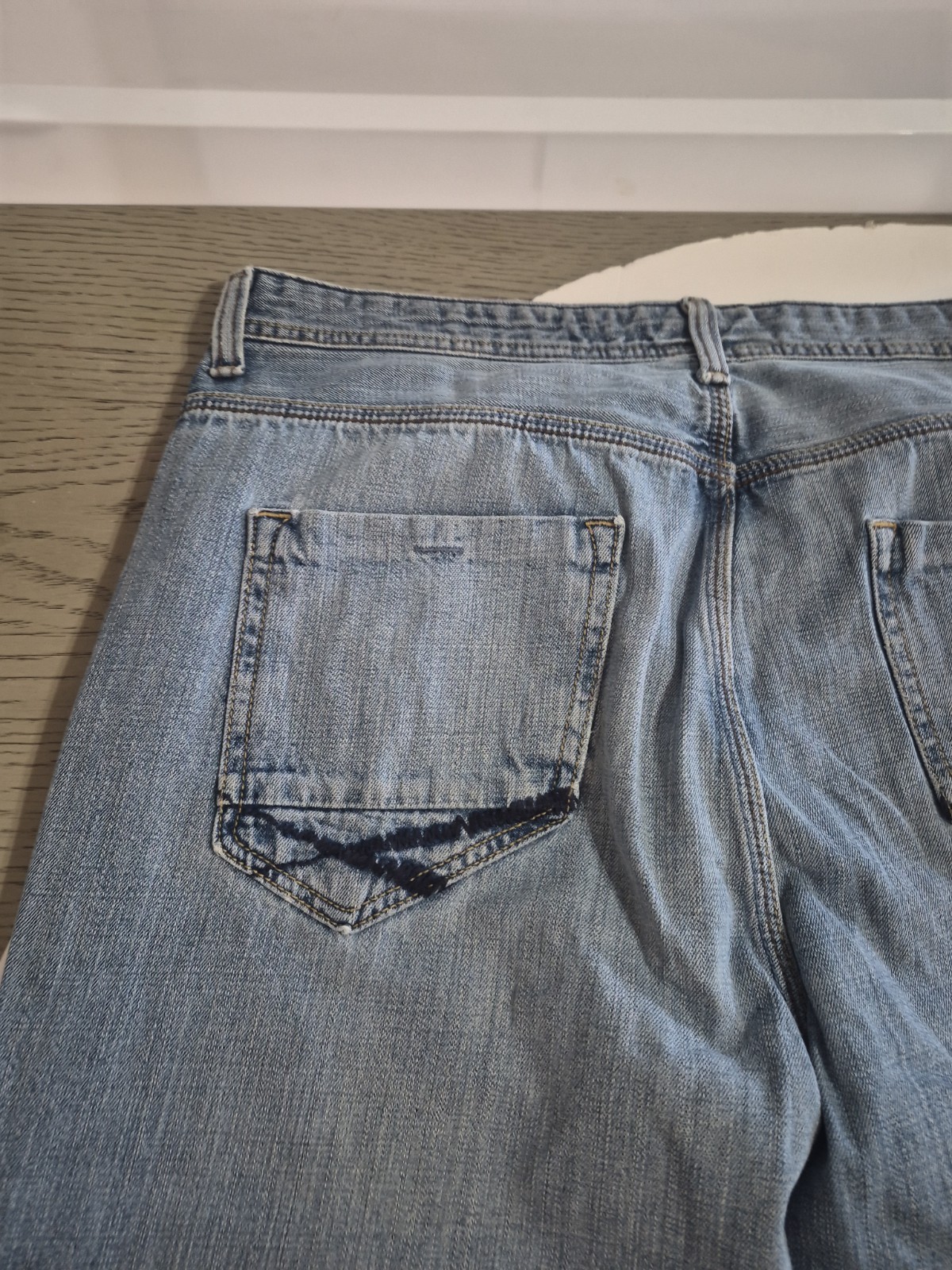 Men’s Nautical Jeans Size 38×32 Relaxed Fit Light Washed