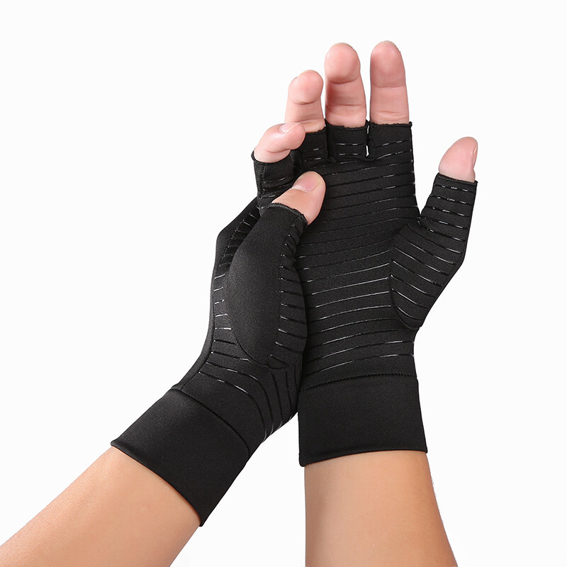 Copper Compression Gloves GYM Arthritis Carpal Tunnel Hand Support Pain Relief *