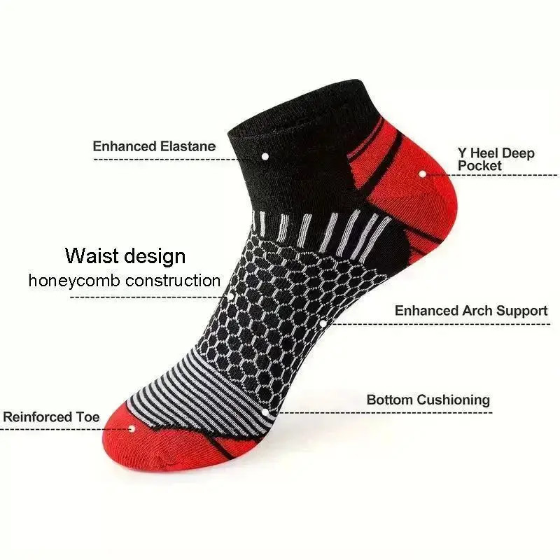Men’s Athletic Socks 6-Pair Pack – Multi-Colored Sport Footwear, Low Cut & Breat