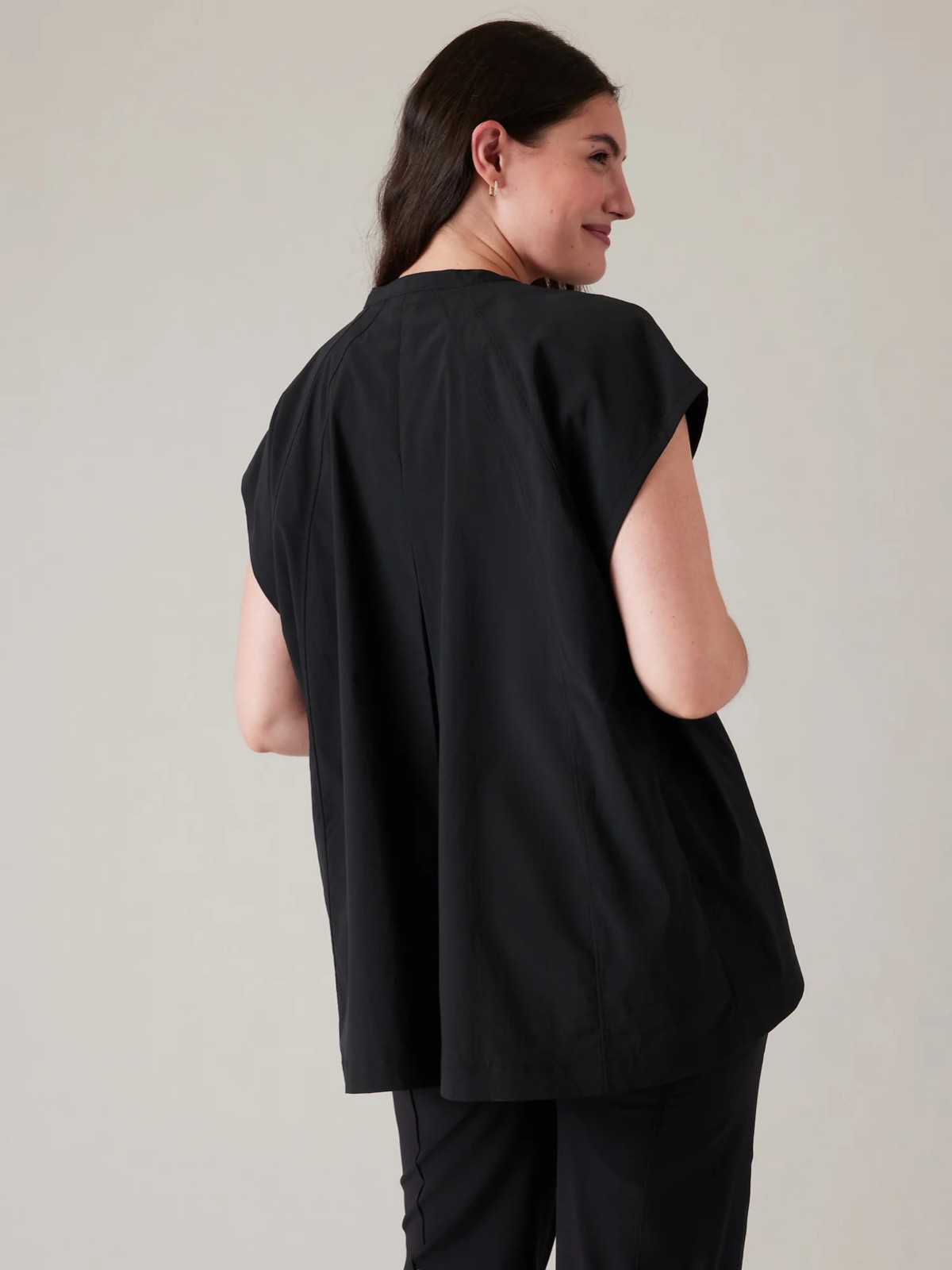 ATHLETA Performance Poplin Popover Top Plus 2X | Black #587913 NEW