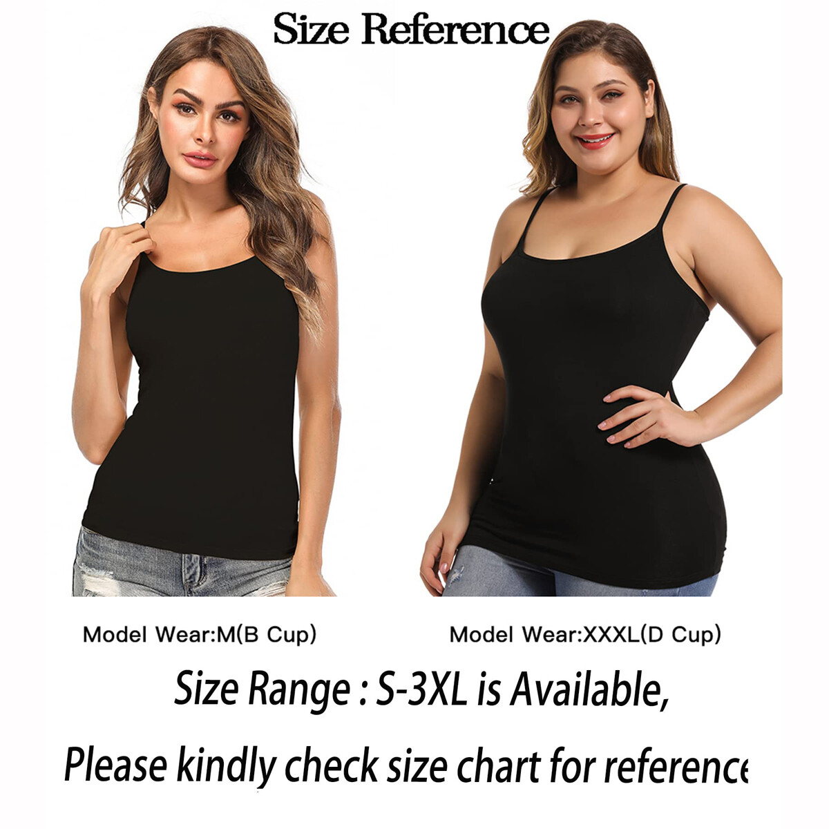 Women Sleeveless Cami with Built in Bra Adjustable Strap Camisole Tank Tops Vest