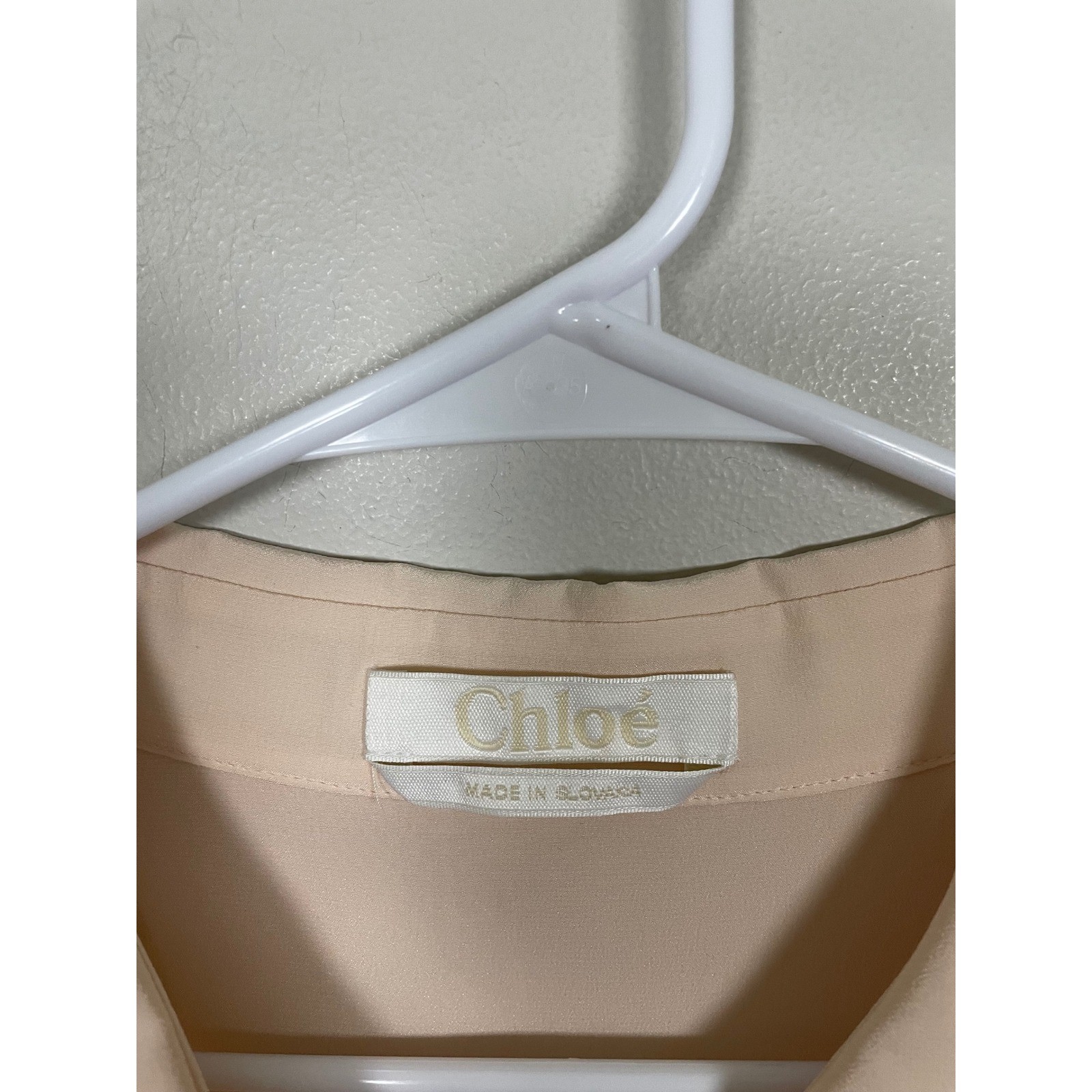 Chloé Pale Pink Silk Button Down Blouse Size 44 Feminine Quiet Luxury Designer