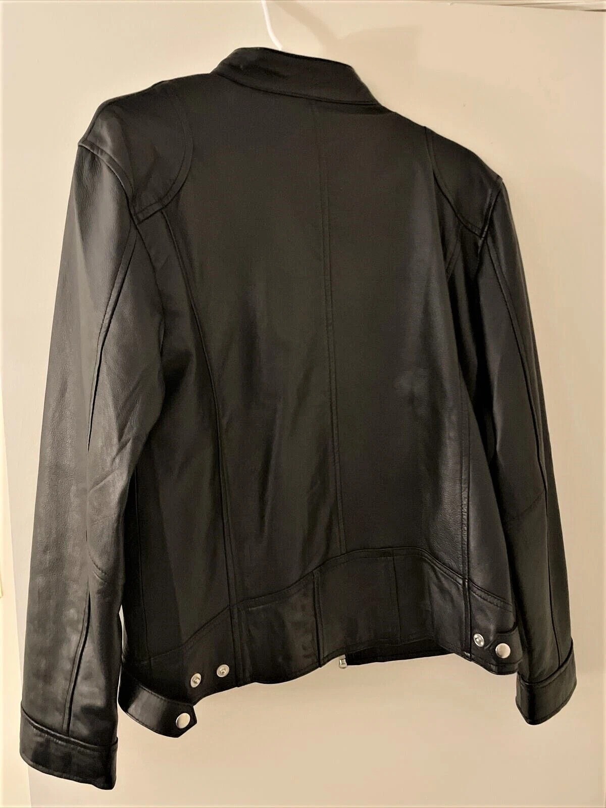 Black & Brown Soft Sheep Skin Leather Cafe Racer Biker Leather Jacket