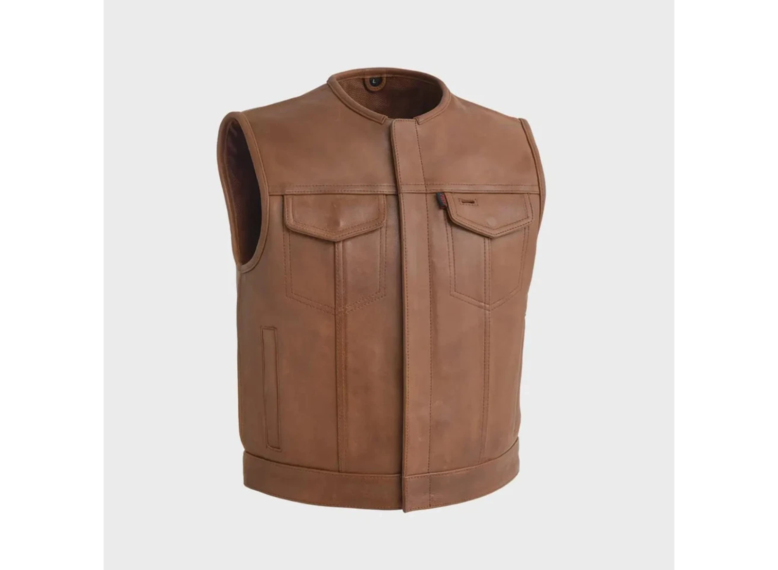 Men’s Black Leather Biker Vest Sleeveless Motorcycle Waistcoat Classic Vest