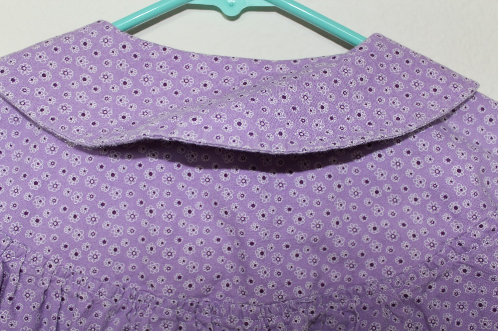 Handmade Vtg 70s Muumuu Dress Purple Cotton Floral Peter Pan Collar Lavendar XS