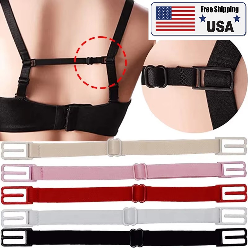 8Pcs Bra Strap Clips Elastic Non-slip Strap Holder Women Bra Rope Adjustable USA