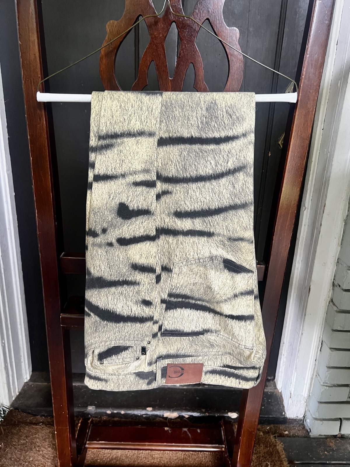 Vintage 2000 Just Cavalli Zebra Print Denim Wide Leg Pants US size 36 /30 inseam