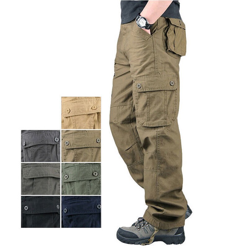 Men’s Army Tactical Combat Cotton Cargo Work Pants Outdoor Hiking Trousers