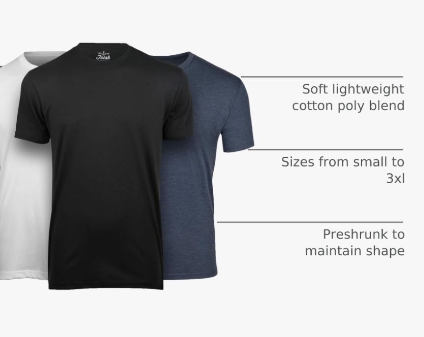 QUINCE Mens Crew Casual Basic 100% Cotton T-Shirt Tee Black White Navy 1-3 Pack