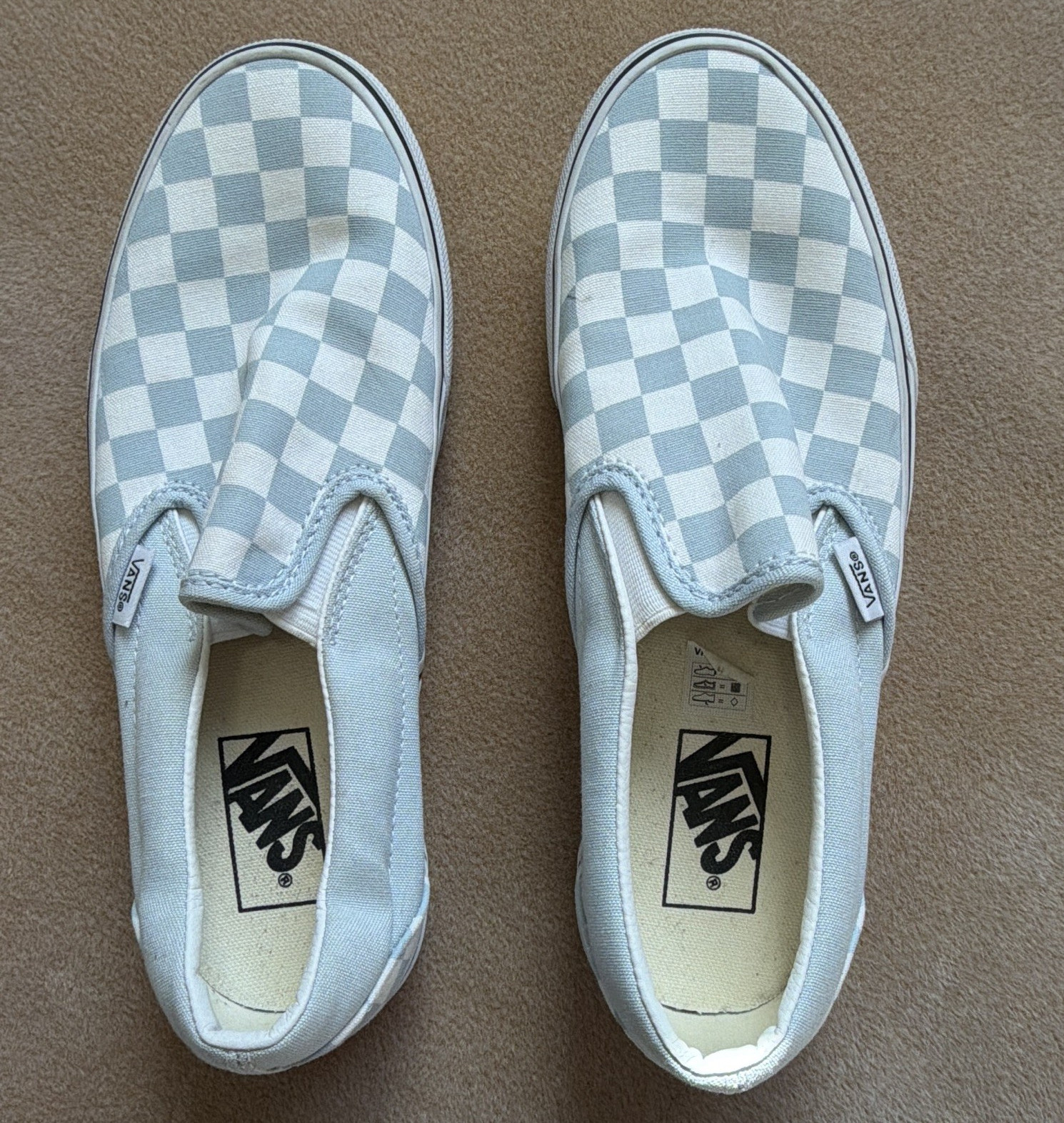 VANS Classic Slip-On Men’s Light Blue/White Checkerboard Canvas Size 8.5