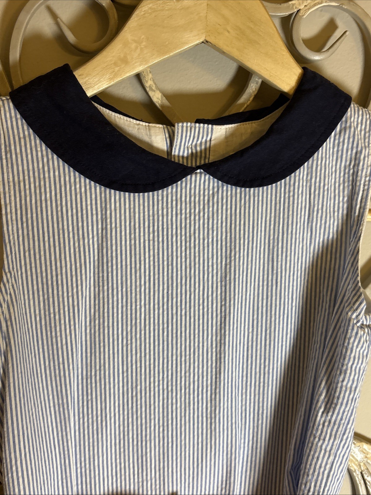 Hope & Henry Girls Seersucker Peter Pan Collar Dress Sz 8 Designer