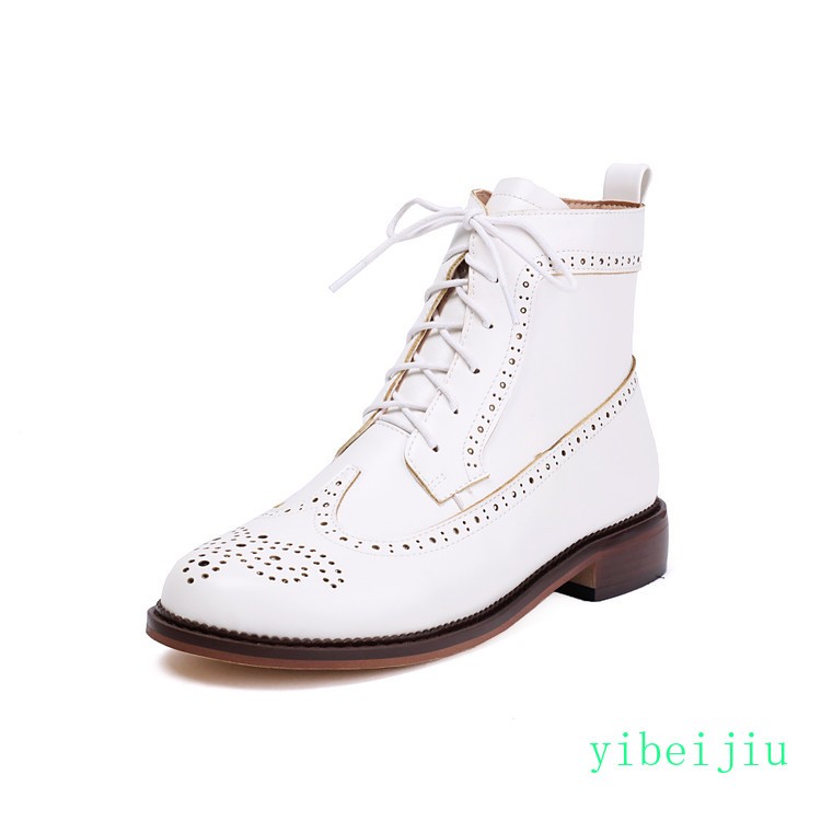 Women’s Wing Tip Brogue Ankle Boots Booties Low Heel Leather Shoes Casual Carved