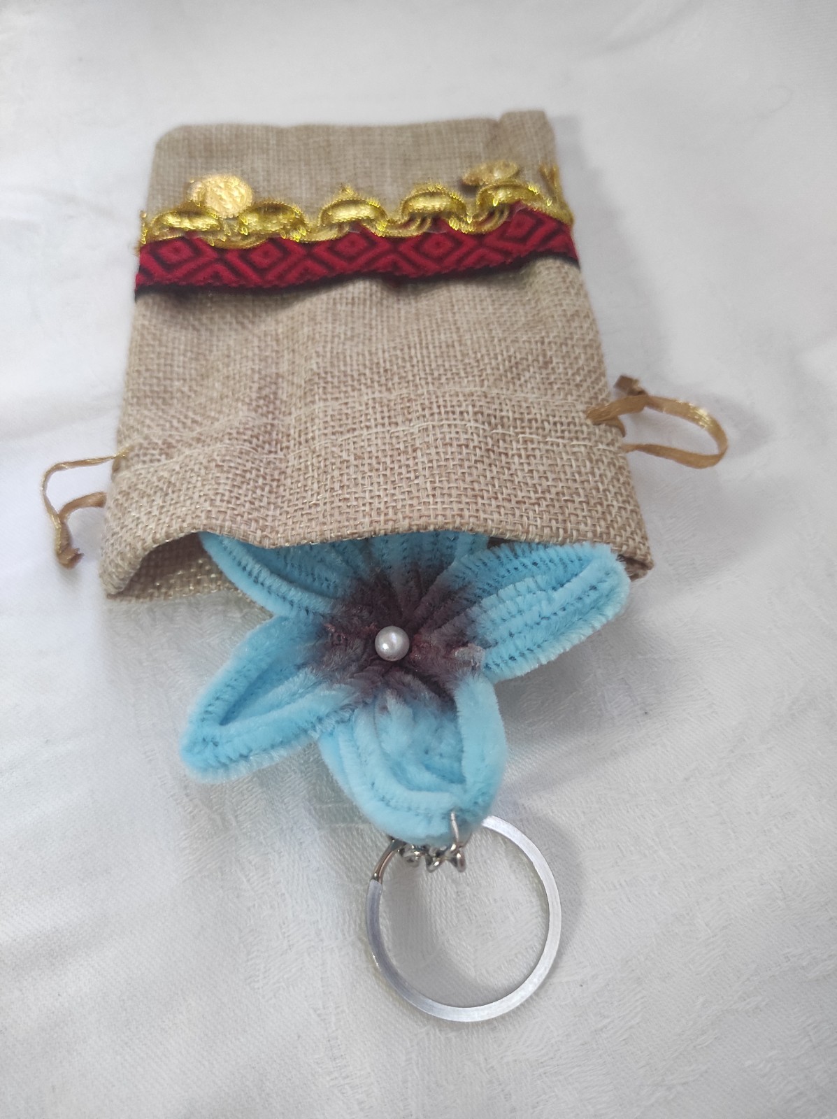 : ​Handcrafted Velvet Blue Star Keychain – Artisan Floral Bag Charm – Limit
