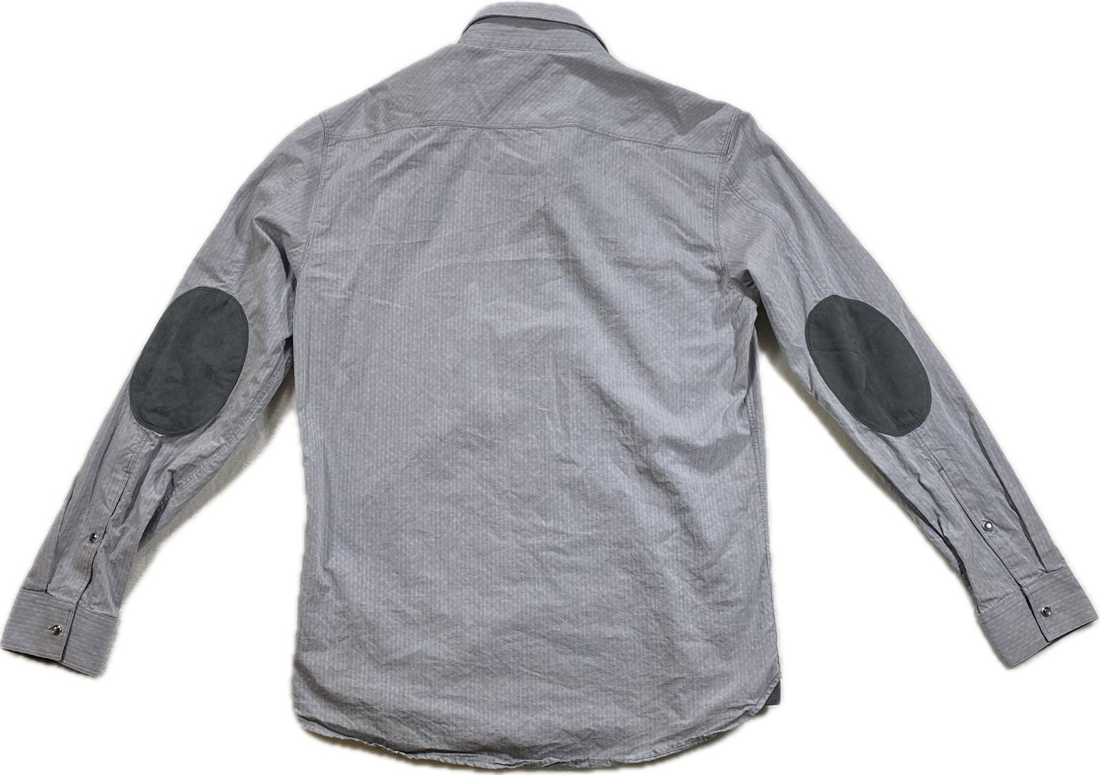 7D 7Diamonds Pearl Snap Western Shirt Sz M Gray Elbow Pads Geo Abstract Stitch