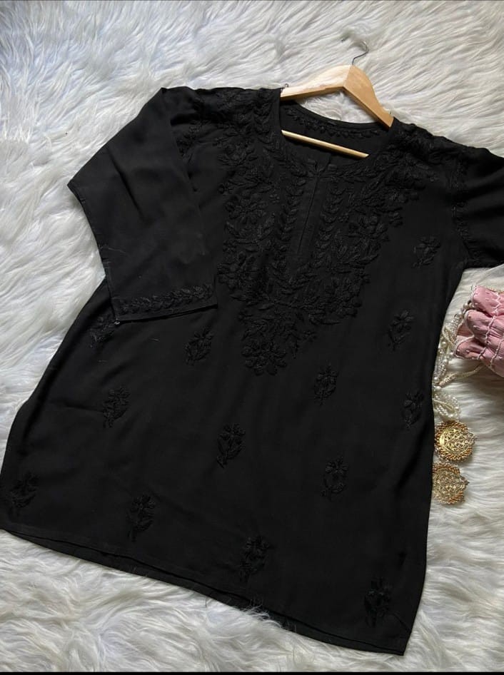 Chikankari Handwork Embroided Short Premium Kurtis