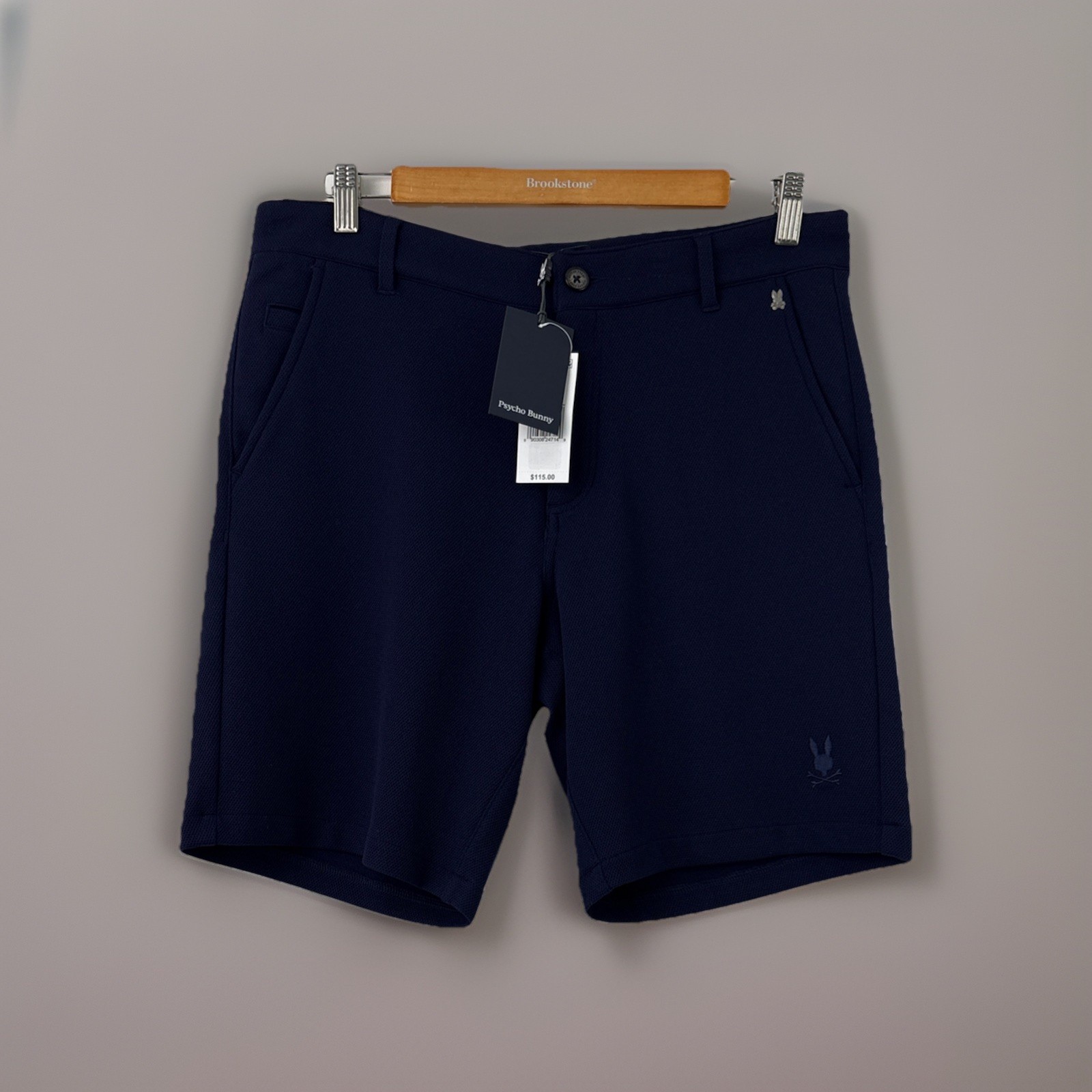 Psycho Bunny Mens Shorts Size 32 Navy Blue Shiro Knit Honeycomb Golf