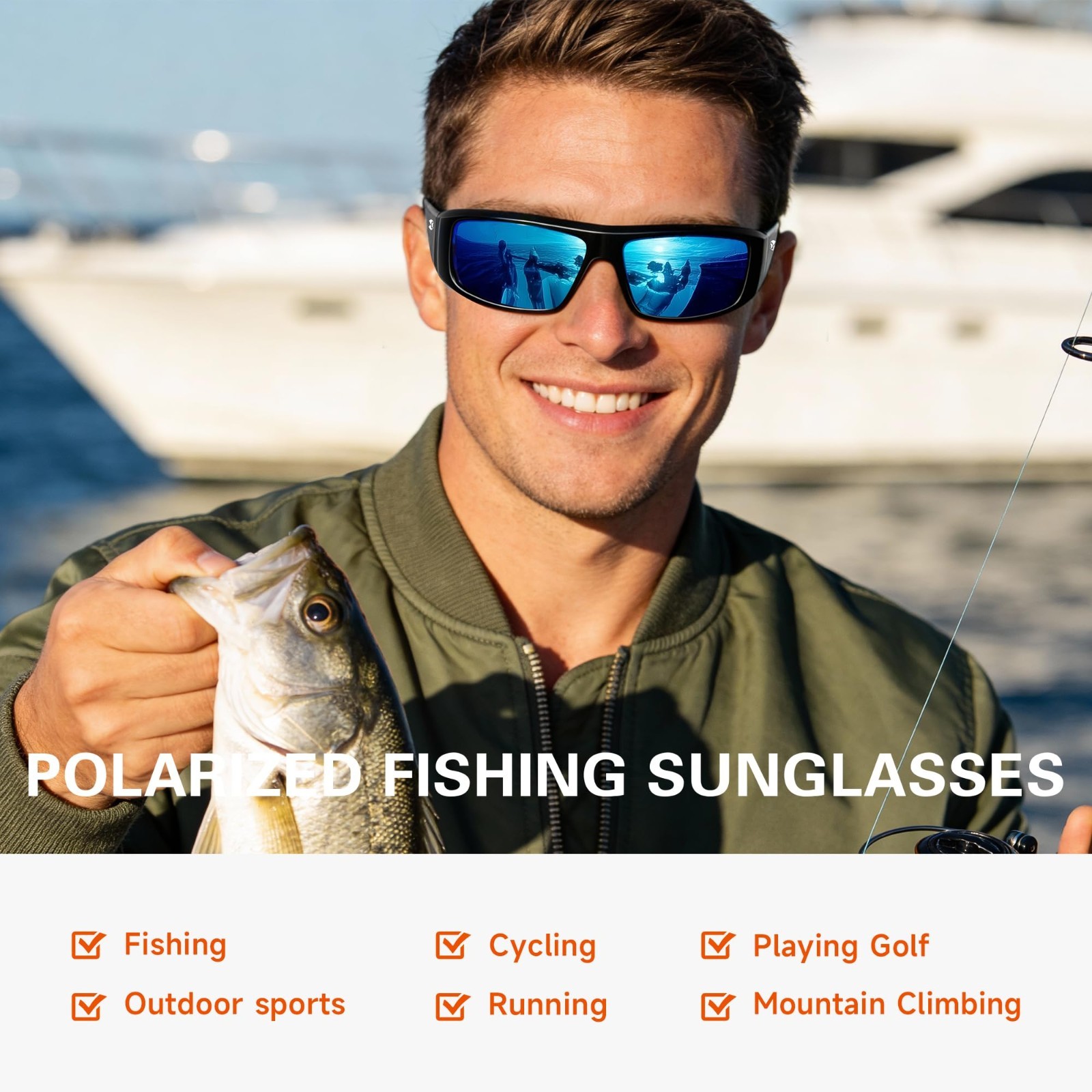 Polarized UV400 Fishing Sunglasses for Men & Women – Wrap Around Sports Glasses
