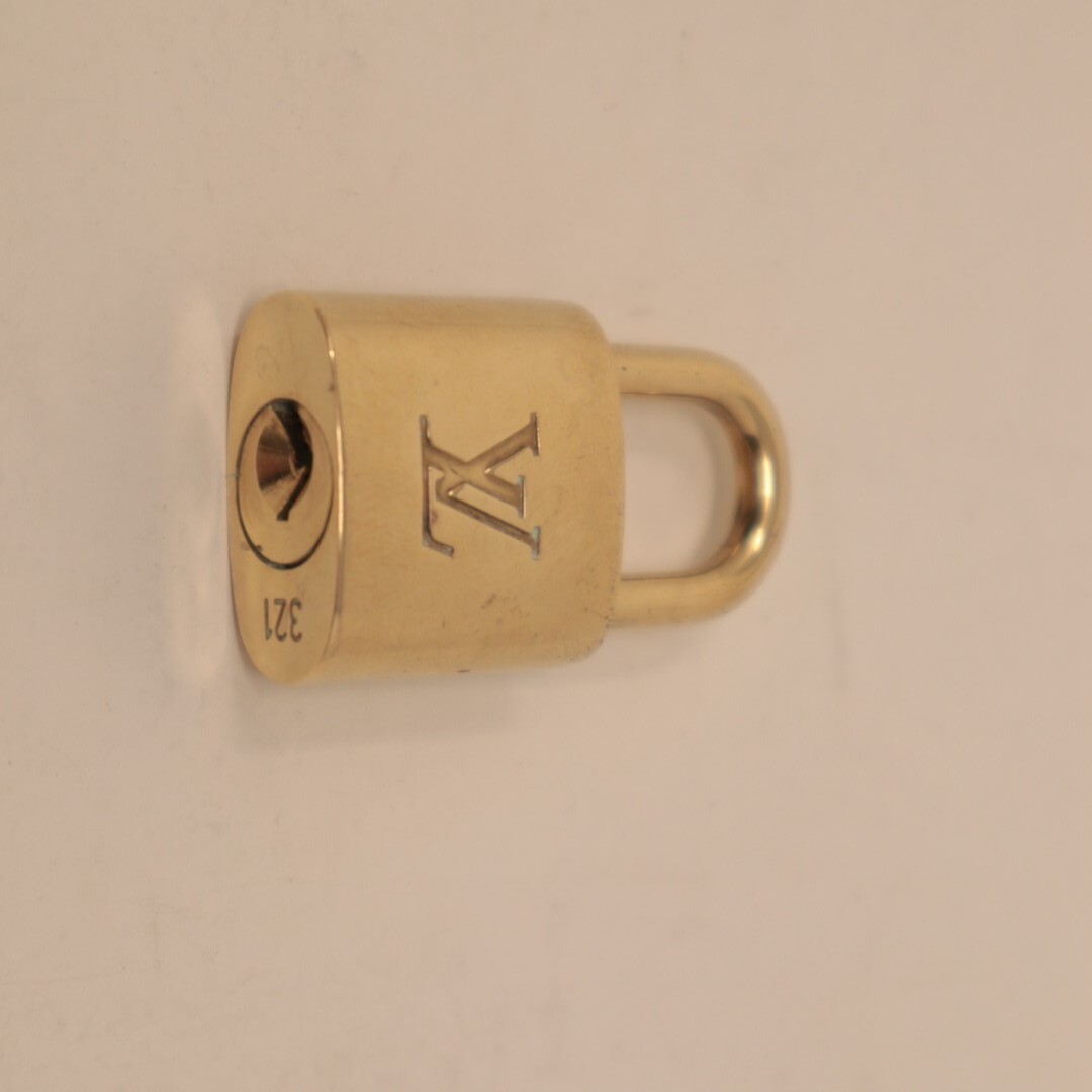 LOUIS VUITTON PadLock Lock & Key Brass Gold Authentic Number random Japan