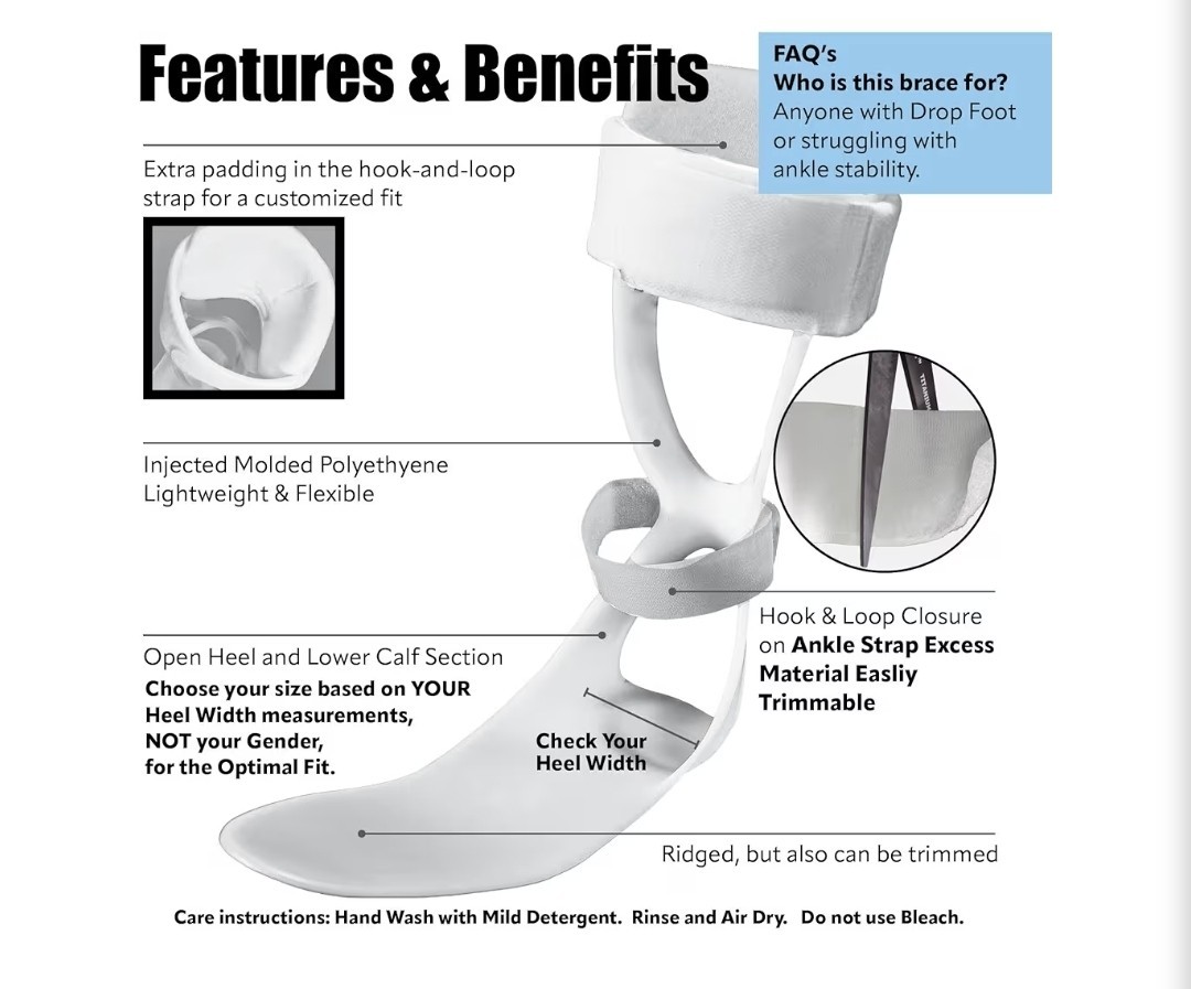 Swedish Deluxe AFO Drop Foot Stabilizer Brace Women’s Left