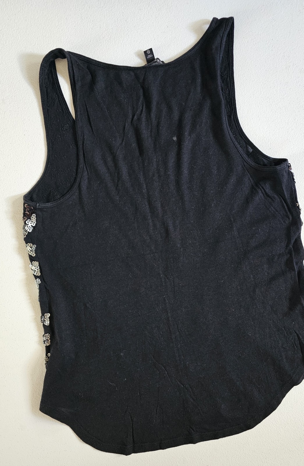 Express Womens XS Black Silver Sequin Racerback Tank Top