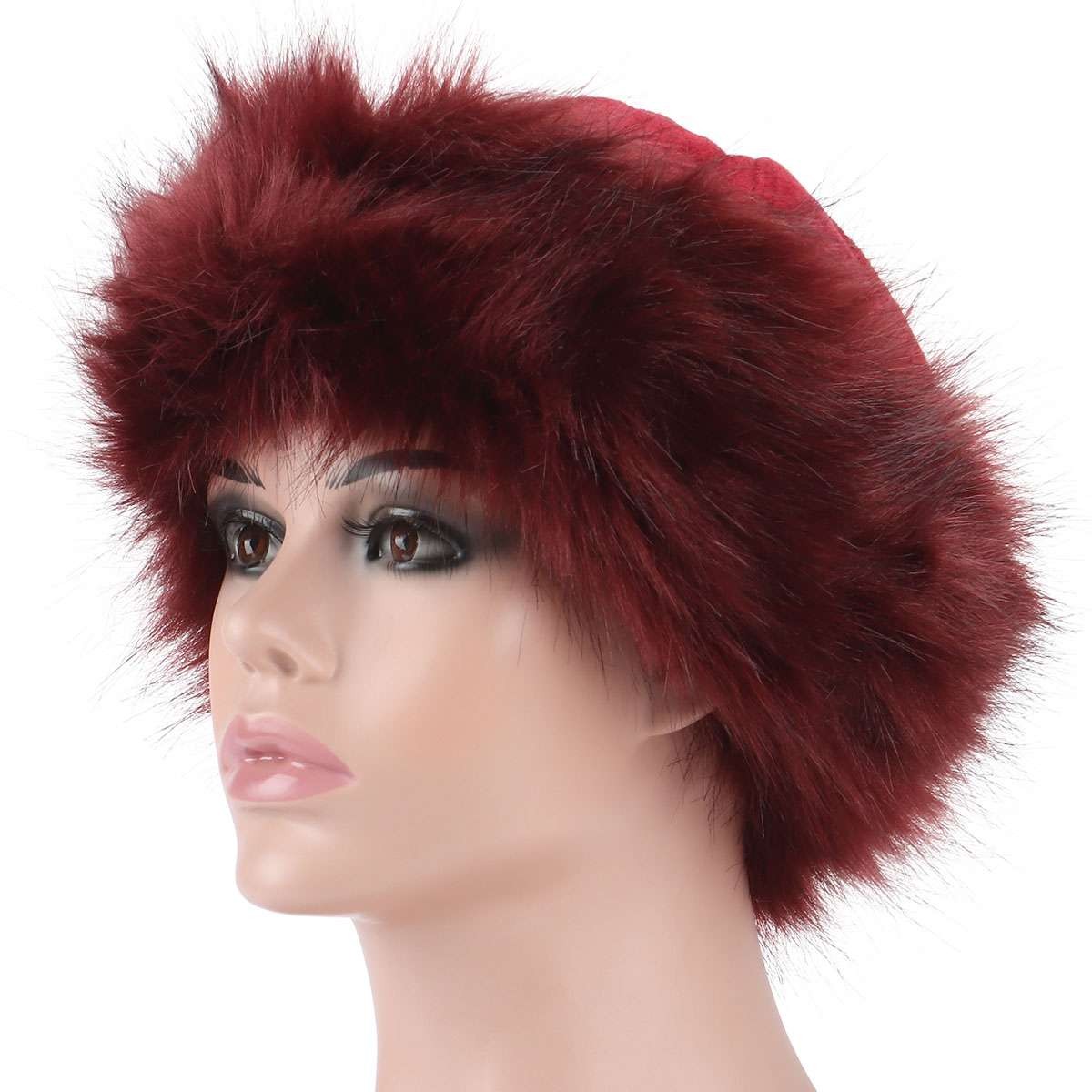 Winter Women Furry Hat Faux Fur Russian Cossack Hat Fluffy Warm Ski Snow Cap US