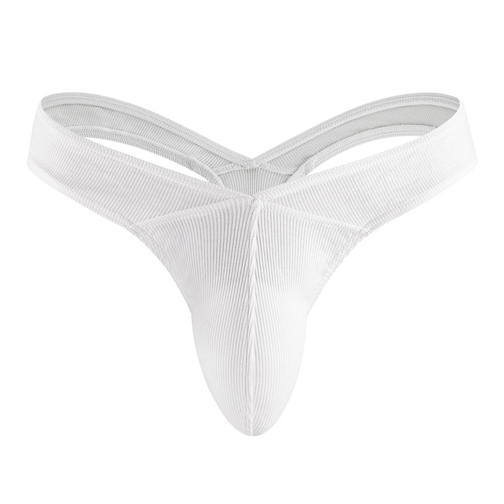 Men’s Curved Pouch Thong Underwear T-Back Low Rise G-String Nylon Spandex Mix