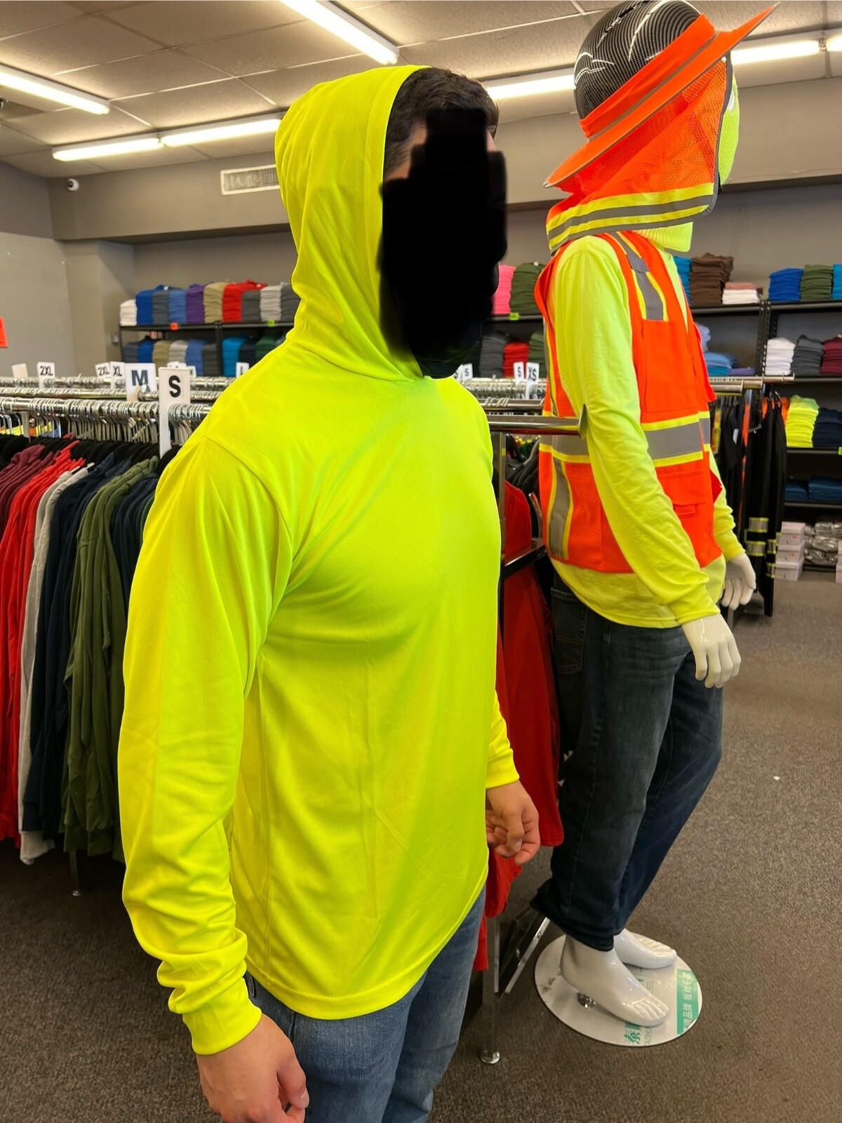 hoodie long sleeve t shirt 100% polyester for UV protection great for work
