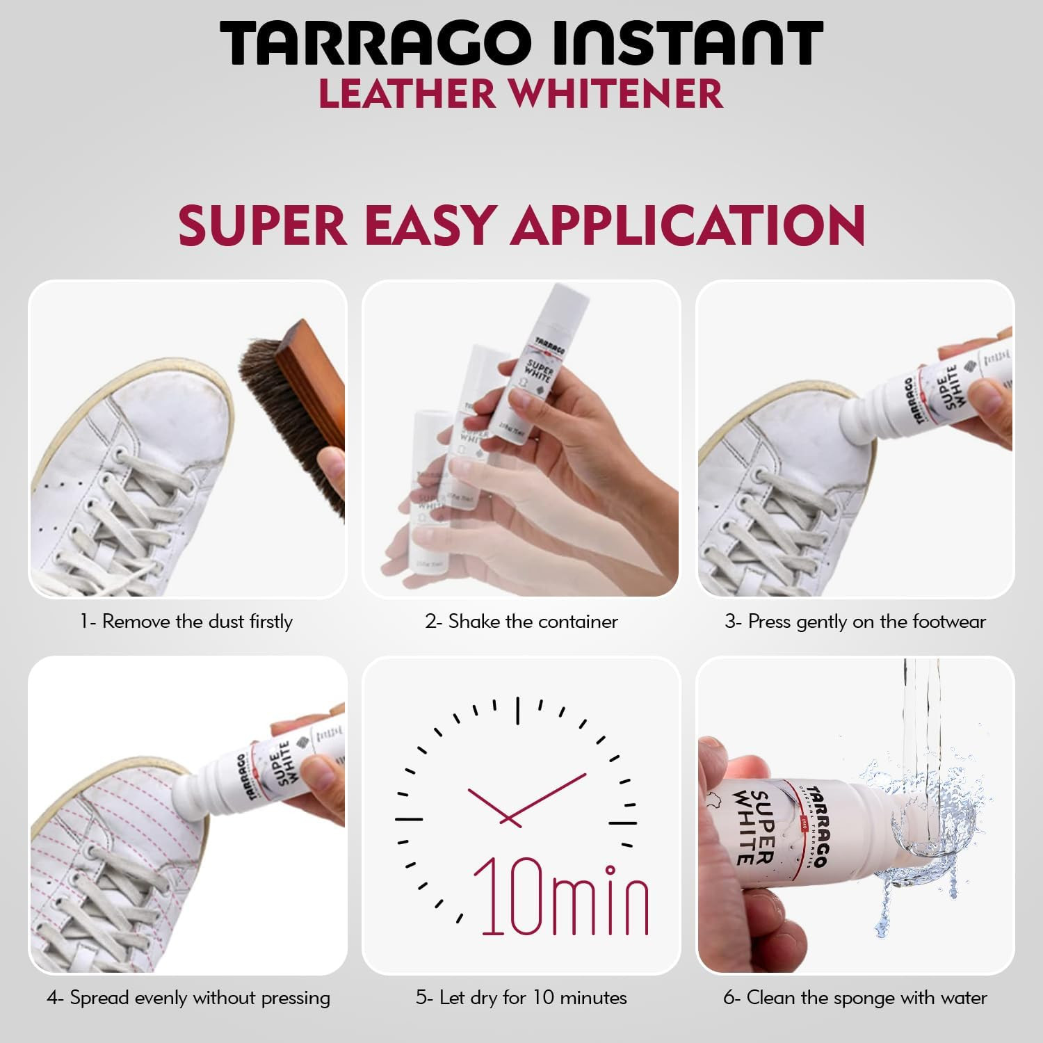 Tarrago Super White Shoe Whitener Instant Cleaner for Sneakers, 75Ml