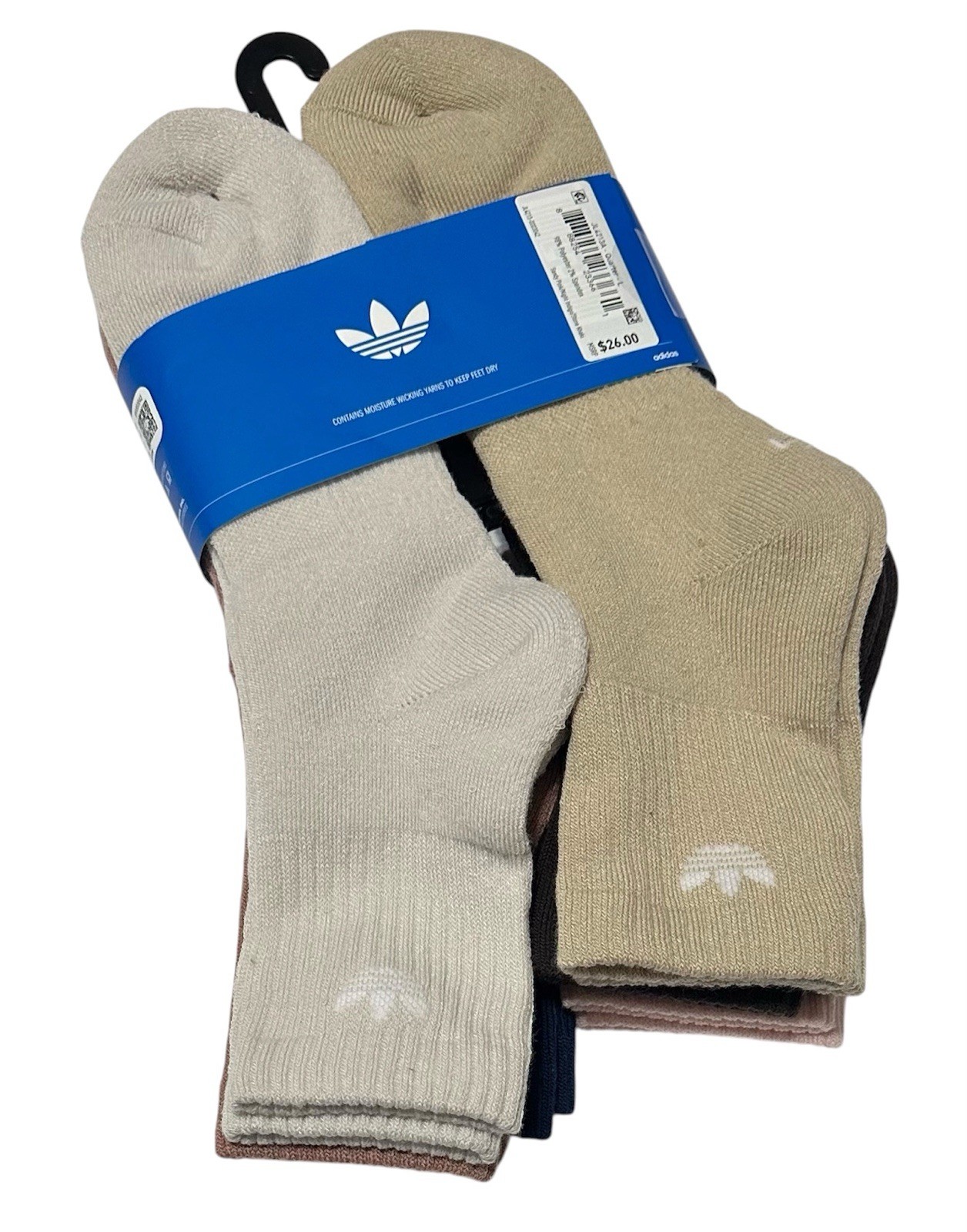 Adidas Men’s 6-Pairs Cushioned Quarter Crew Socks Arch Compression Assorted 661